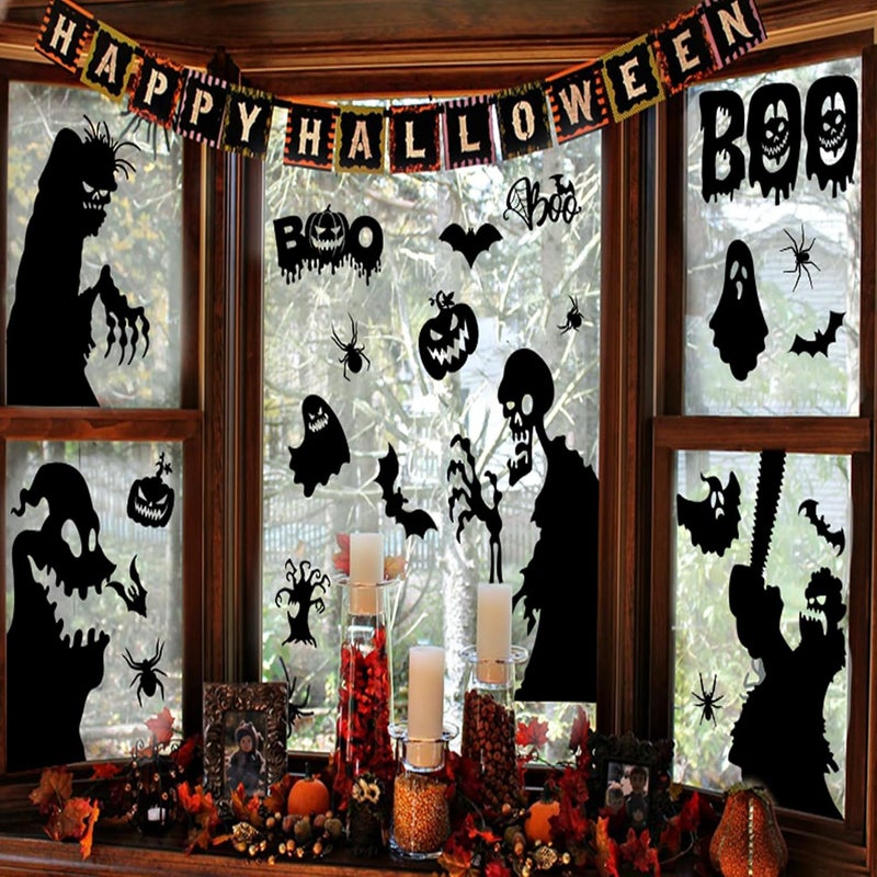 Joy Bang Halloween Window Clings Decor for Halloween Decorations, Large Scary Window Silhouette Stickers Decals Spooky Monster Zombie Clings for Party Decorations Indoor - Image 3